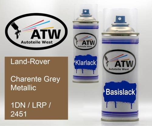 Land-Rover, Charente Grey Metallic, 1DN / LRP / 2451: 400ml Sprühdose + 400ml Klarlack - Set, von ATW Autoteile West.